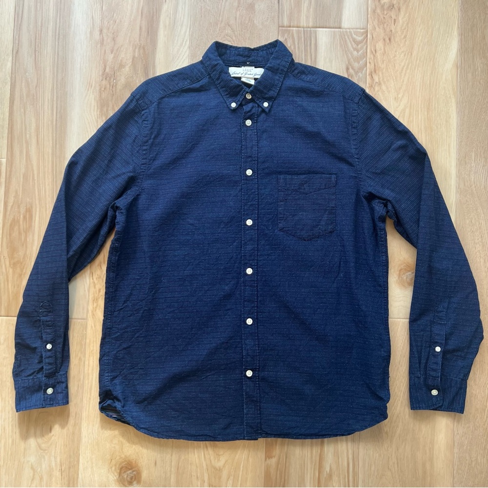 H&M Dark Blue Casual Button-Down Shirt Long Sleeve Large
